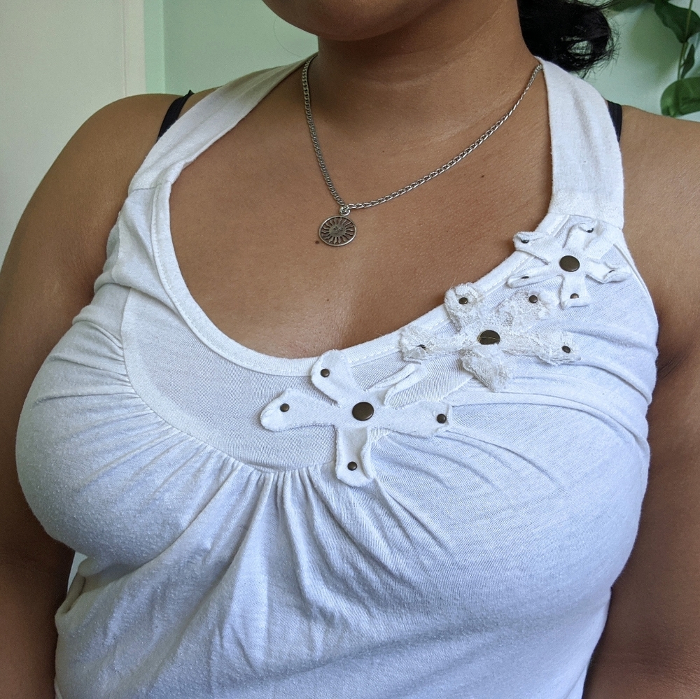 Cute White Spring Racerback Tank Top - Picture 2 of 7